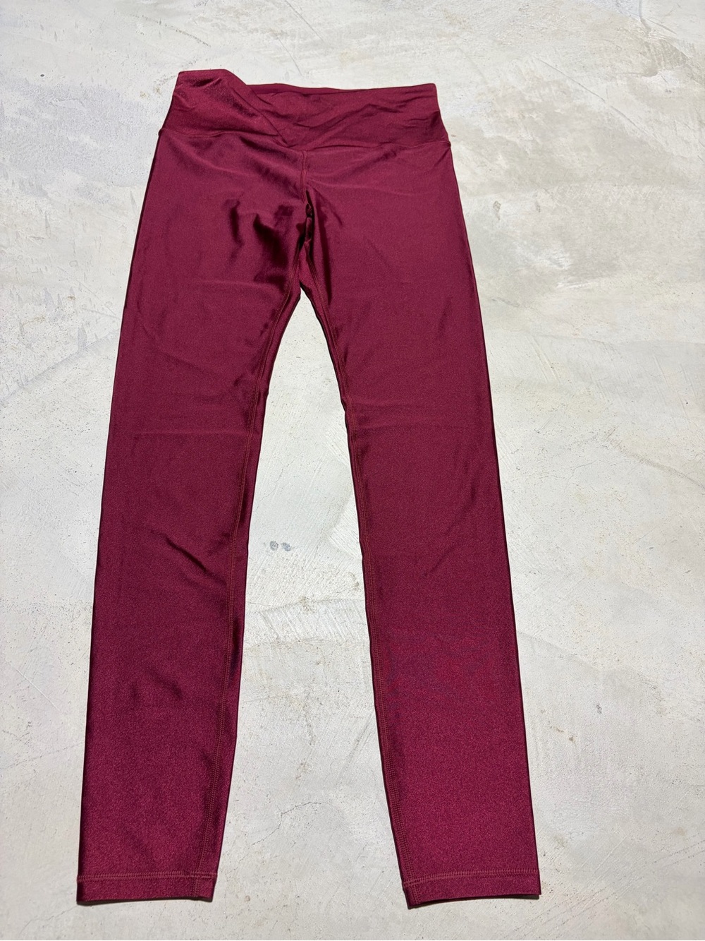 Athleta Burgundy Stretch Leggings elation shine tight L/T